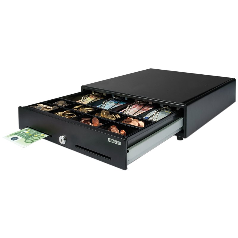 Safescan SD-3540 Standard Duty Tiroir-caisse, noir, 8 compartiments à pièces, boîtier acier